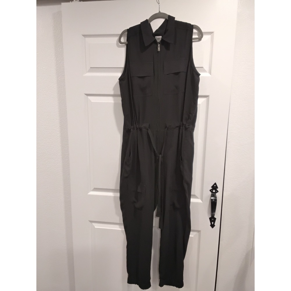 Cabi Sleeveless Utility Jumpsuit Black Cargo Pockets Belted Size XL